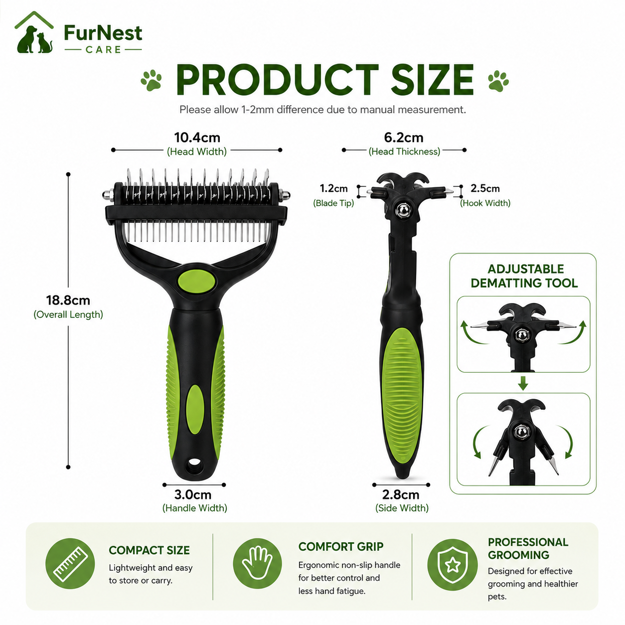 3-in-1 Pet Grooming Brush for Dogs &amp; Cats