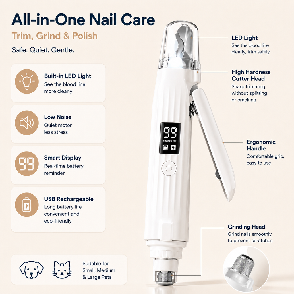Rechargeable Pet Nail Grinder with LED Light