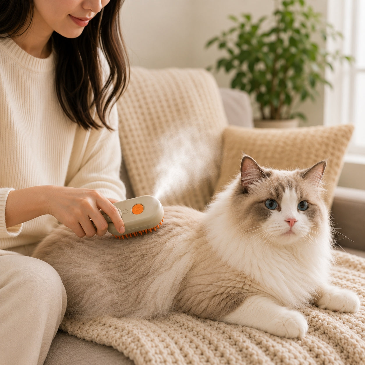 3-in-1 Steam Pet Grooming Brush | Steam, Massage & Deshedding