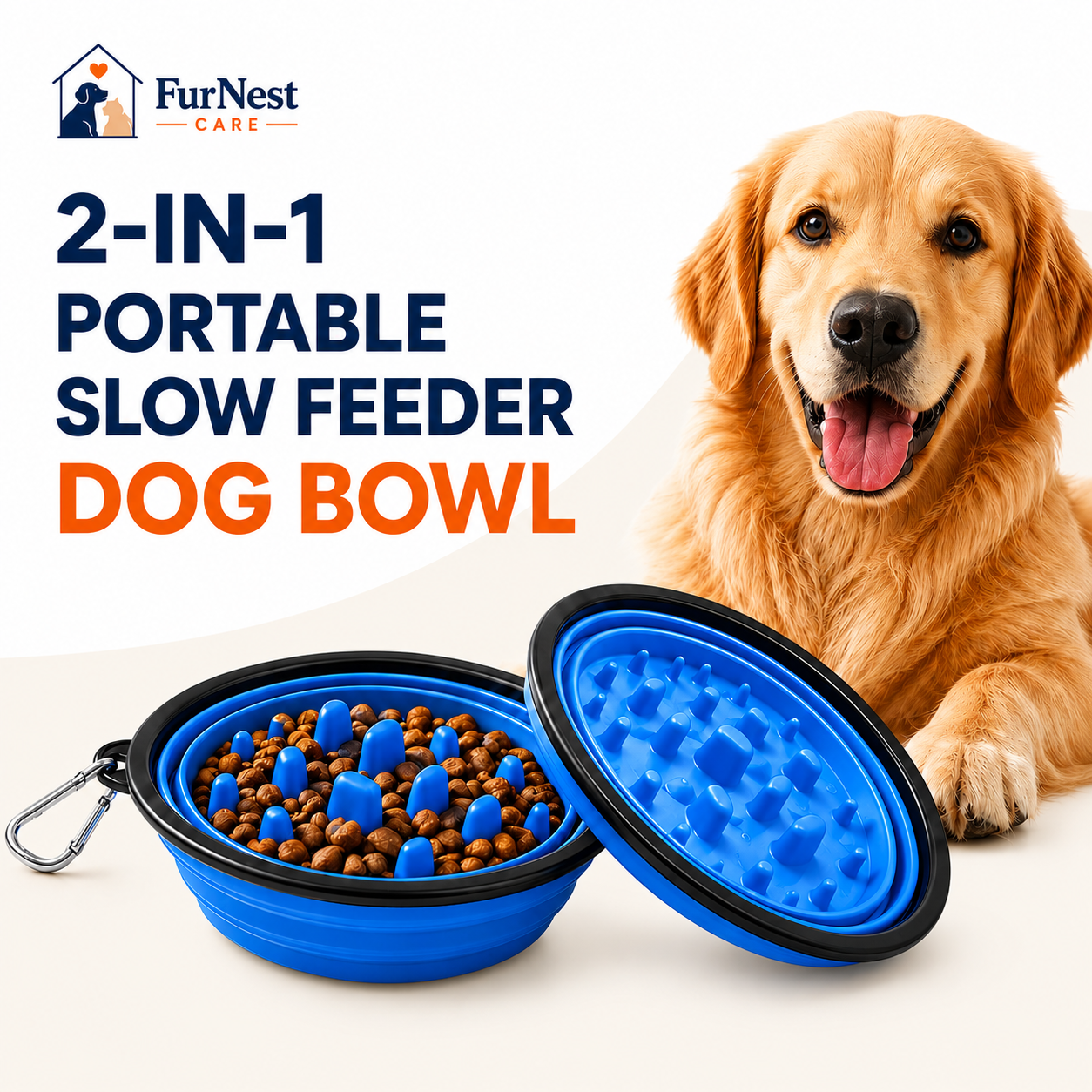 2 in 1 Portable Slow Feeder Dog Bowl