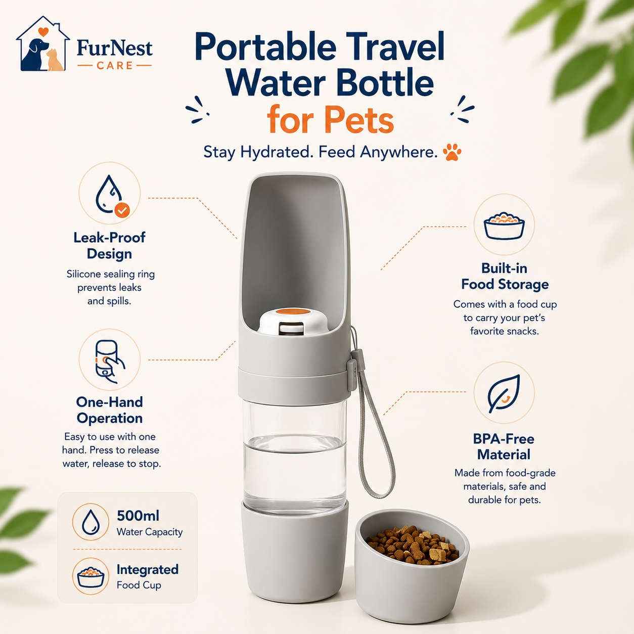 Portable Travel Water Bottle for Pets
