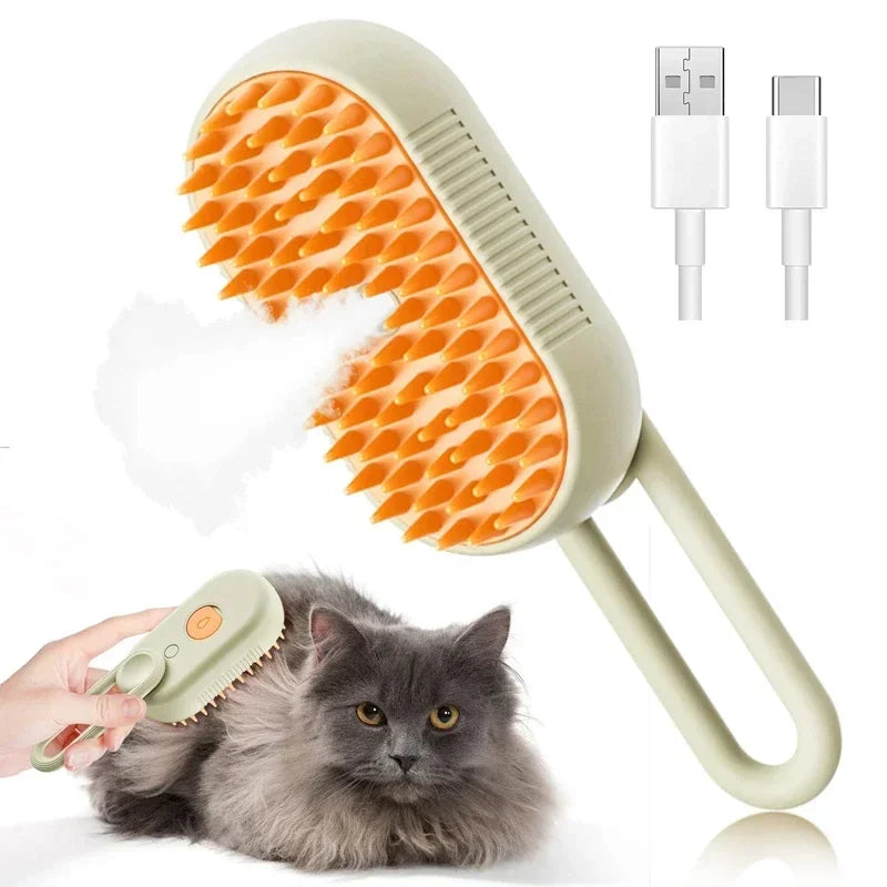 3-in-1 Steam Pet Grooming Brush - Removes Loose Hair & Massages Pets