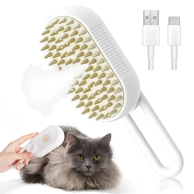 3-in-1 Steam Pet Grooming Brush | Steam, Massage & Deshedding