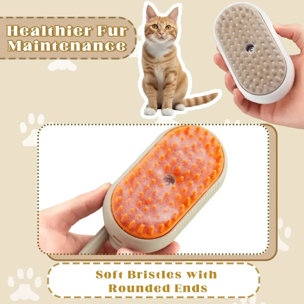 3-in-1 Steam Pet Grooming Brush - Removes Loose Hair & Massages Pets